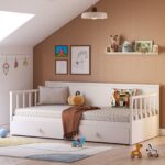 Daybed uden tag, seng i cremefarve (med underseng) (100x200 cm)