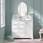 Rustik hvid spejlkommode