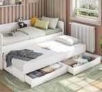 Studioseng med skuffer (hvid)