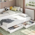 Studioseng med skuffer (hvid)